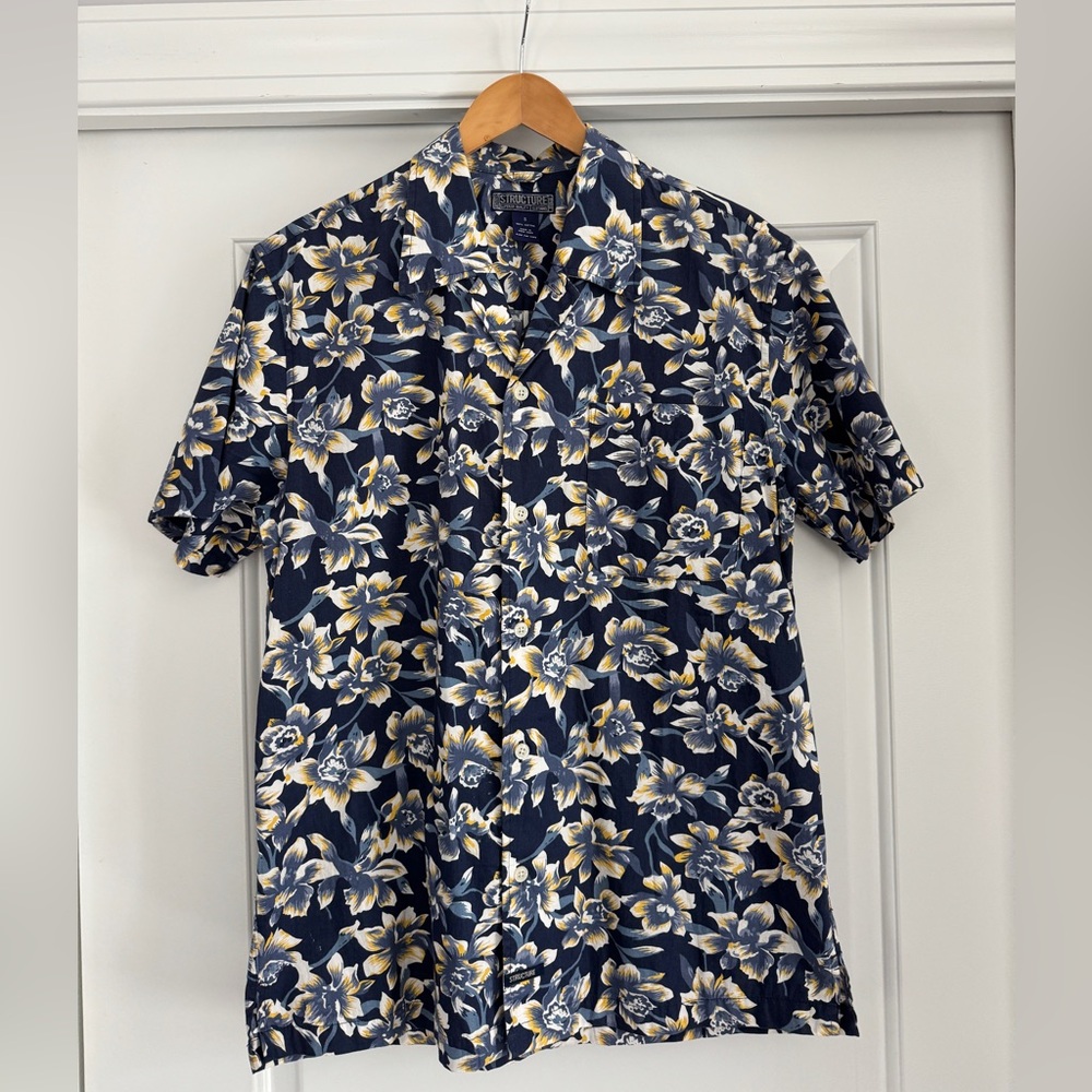 VNTG Y2K Structure Abstract Floral Short Sleeve Button-Down – Men’s Size Small